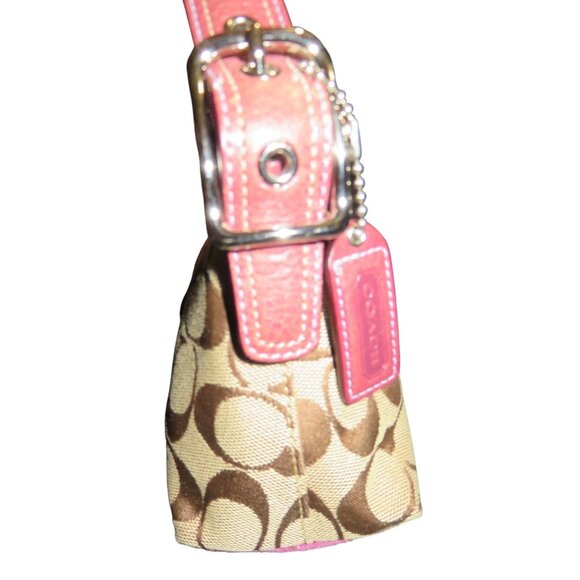 SOLD Coach 2005 Vintage Canvas & Suede Signature Demi Baguette Sufflette Bag - Picture 3 of 12